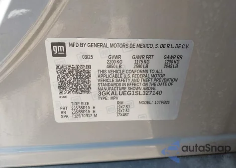 2025 GMC Terrain Awd Elevation из США, поврежденный, VIN 3GKALUEG1SL327140